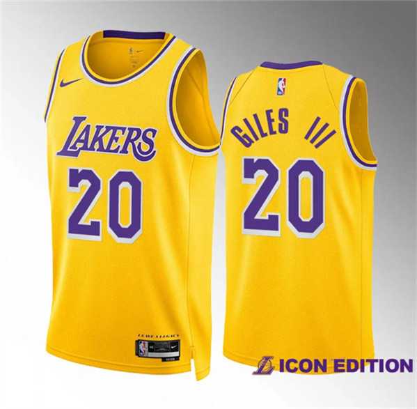 Men%27s Los Angeles Lakers #20 Harry Giles Iii Yellow Icon Edition Stitched Basketball Jersey Dzhi